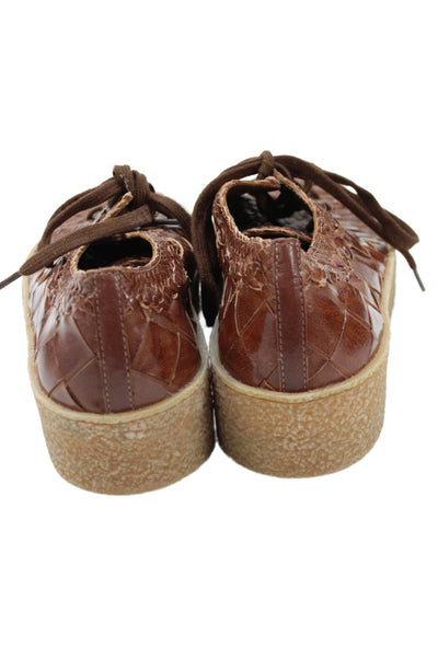 Aquatalia Mens Leather Woven Pattern Fashion Sneakers Size 10 Brown