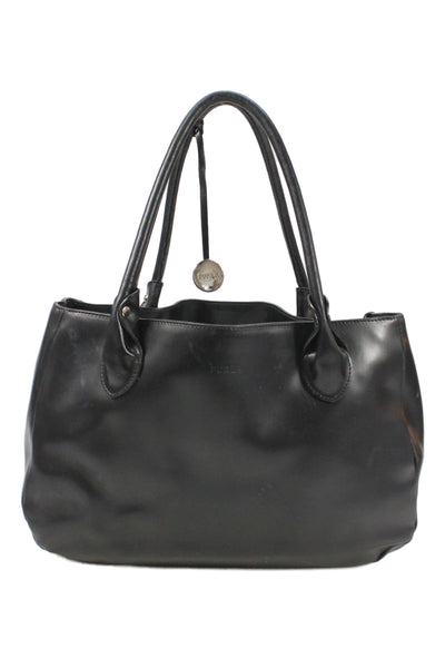 Furla Womens Leather Silver Hardware Top Handle Handbag Black