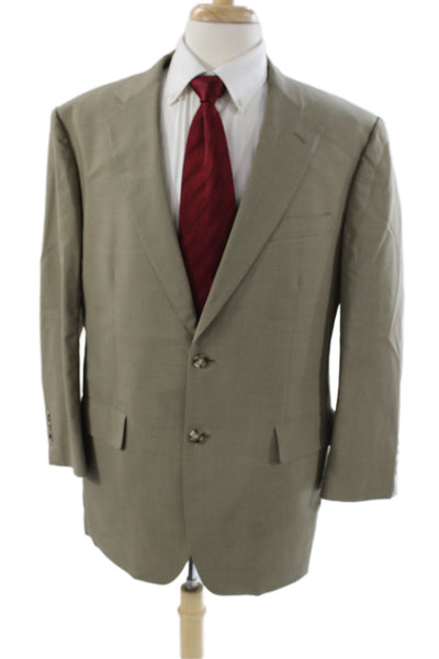 Brooks Brothers Mens Blazer Beige Wool Solid Button Size L