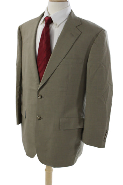 Brooks Brothers Mens Blazer Beige Wool Solid Button Size L