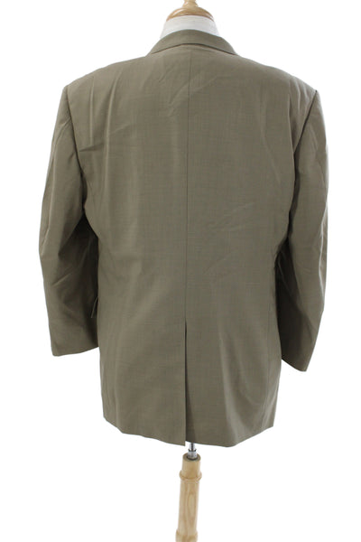 Brooks Brothers Mens Blazer Beige Wool Solid Button Size L