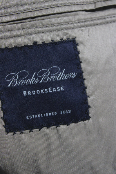 Brooks Brothers Mens Blazer Beige Wool Solid Button Size L