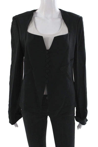 Sonia Rykiel Womens Fabric Blend Button Down Blazer Black Size S