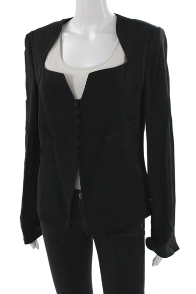 Sonia Rykiel Womens Fabric Blend Button Down Blazer Black Size S