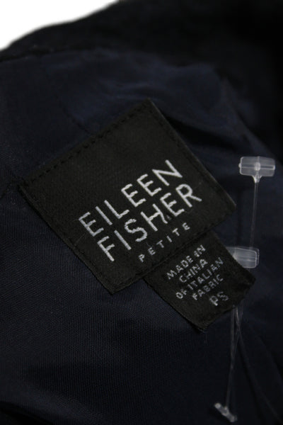 Eileen Fisher Womens Tweed Floral Print Blazer Dark Blue Size PS