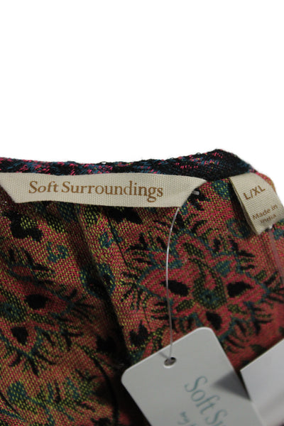 Soft Surroundings Womens Cardigan V-Neck Paisley 3/4 Sleeve Black Size XL
