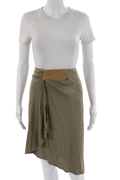 Vakko New York Women Wrap Skirt Brown 100% Viscose Knee Length Zip Size 8