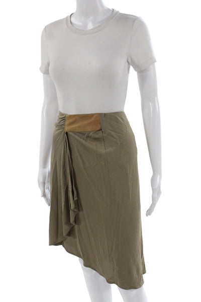 Vakko New York Women Wrap Skirt Brown 100% Viscose Knee Length Zip Size 8