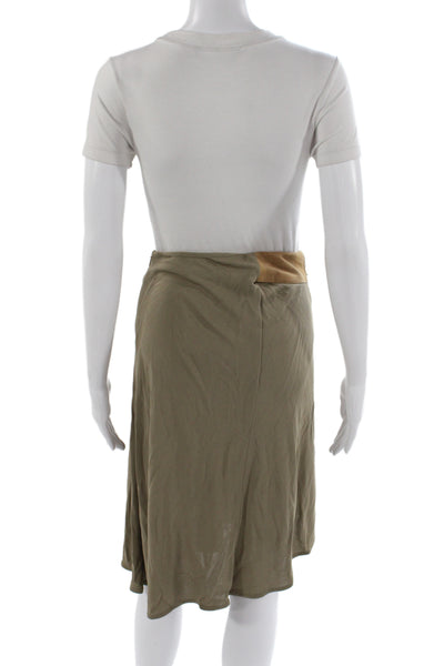 Vakko New York Women Wrap Skirt Brown 100% Viscose Knee Length Zip Size 8