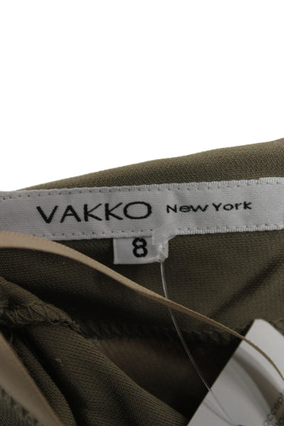 Vakko New York Women Wrap Skirt Brown 100% Viscose Knee Length Zip Size 8