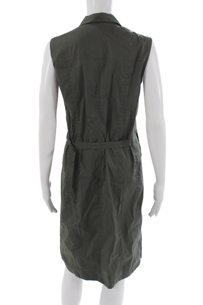 Akris Punto Women Shirt Dress Green Sleeveless Military Size 6