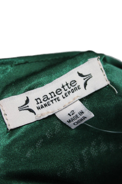 Nanette Nanette Lepore Women Sheath Dress Green 3/4 Sleeve Round Neck Size 12