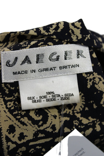Jaeger Womens Silk Paisley Shift Dress Square Neck Mid Calf ShortSleeve Size 10