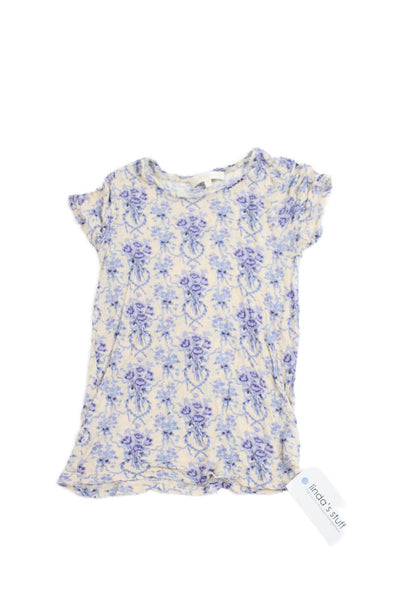 Love Shack Fancy Childrens Girls Floral Print Blouse Beige Blue Size 12 Y