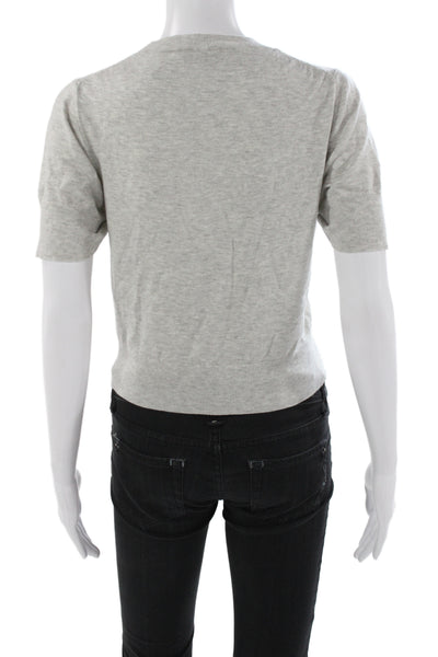 J Crew Womens Gray Lyocell Crew Neck Short Sleeve Pullover Sweater Size M