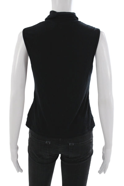 Theory Women Basic Black Sleeveless Turtleneck Tank Pullover 90% Viscose Size M