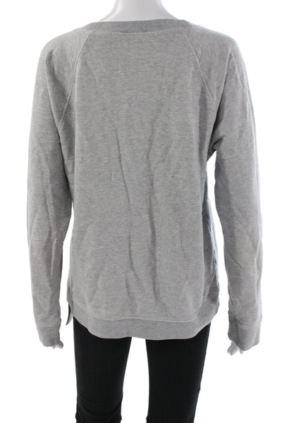 J Crew Women Basic Gray Cotton Crew Neck Sweatshirt Size M