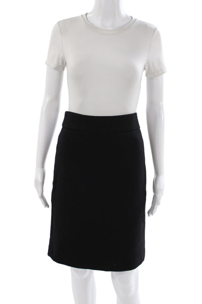 J Crew Womens Straight Pencil Wool Skirt Black Zip Knee Length Size 4