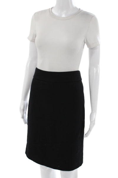 J Crew Womens Straight Pencil Wool Skirt Black Zip Knee Length Size 4