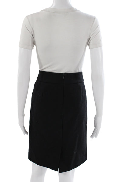 J Crew Womens Straight Pencil Wool Skirt Black Zip Knee Length Size 4