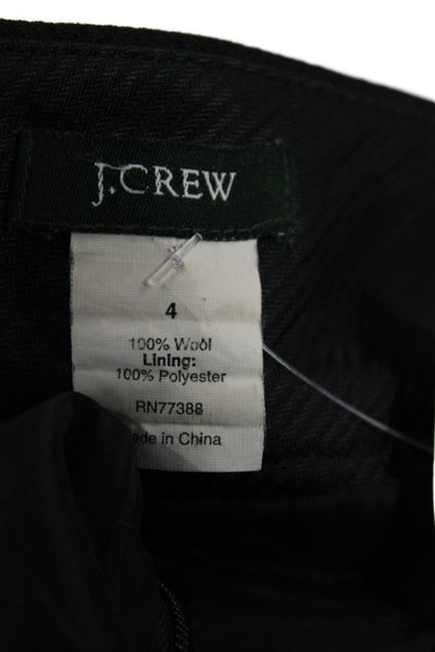 J Crew Womens Straight Pencil Wool Skirt Black Zip Knee Length Size 4