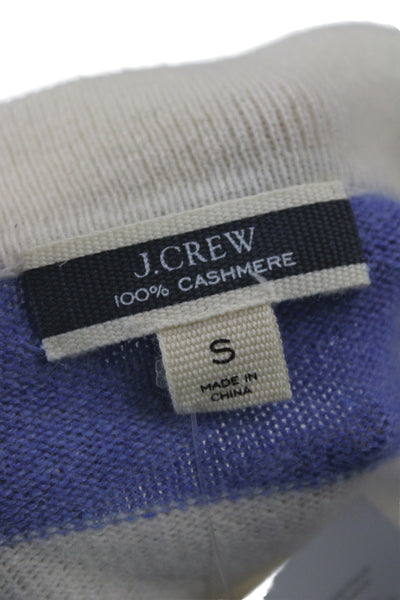 J Crew Womens Striped Collared Cashmere Pullover Blue Long Sleeve Size S