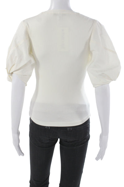 Derek Lam 10 Crosby Women Ivory Henley Button Bell Sleeve Blouse Size XS