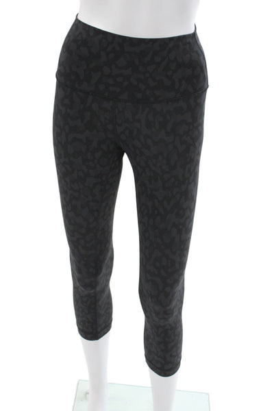 Lululemon Women Black Leopard Capri Nylon Leggings Size S