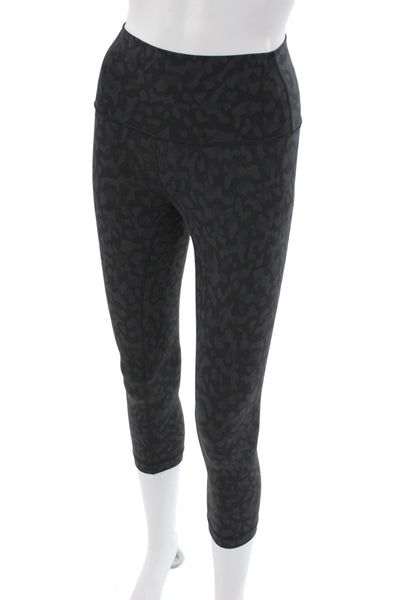 Lululemon Women Black Leopard Capri Nylon Leggings Size S