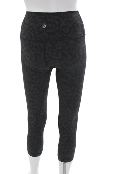 Lululemon Women Black Leopard Capri Nylon Leggings Size S