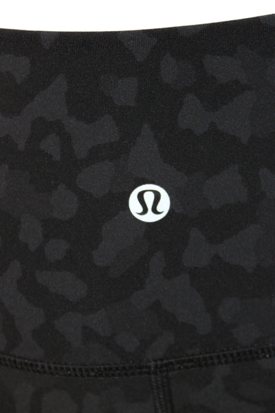 Lululemon Women Black Leopard Capri Nylon Leggings Size S