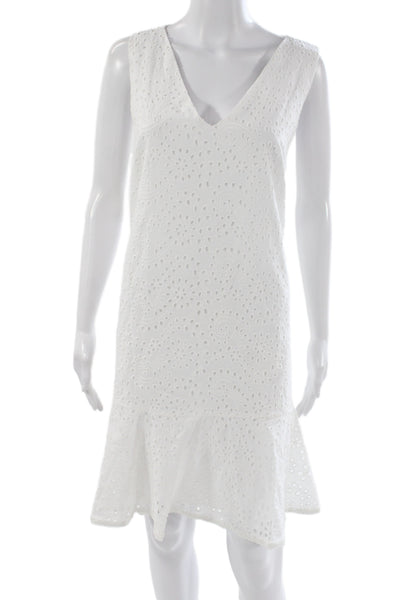 Kobi Halperin Womens White Cotton Sleeveless V-Neck Shift Dress Boho Size S