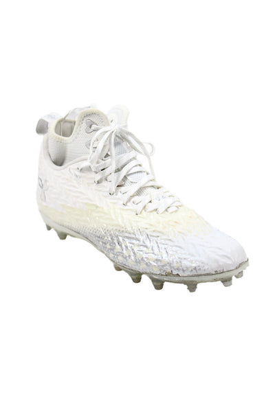 Under Armour Men's Canvas Spotted Laced Front  Cleats White Size 11.5