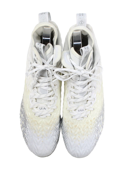 Under Armour Men's Canvas Spotted Laced Front  Cleats White Size 11.5