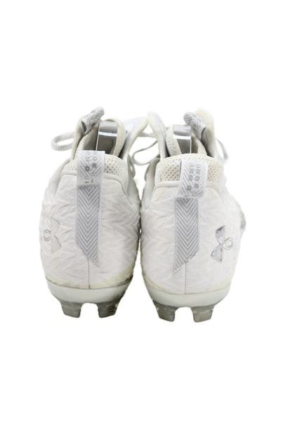Under Armour Men's Canvas Spotted Laced Front  Cleats White Size 11.5