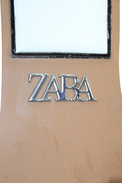 Zara Womens Leather Strappy Square Toe Mule Sandals White Size EUR 39