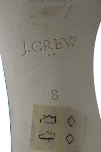 J Crew Womens Patent Leather Metallic Open Toe Ankle Strap Heels Silver Size 8