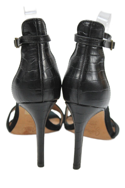 Joie Womens Leather Embossed Animal Print Stiletto Heels Black Size EUR 37.5