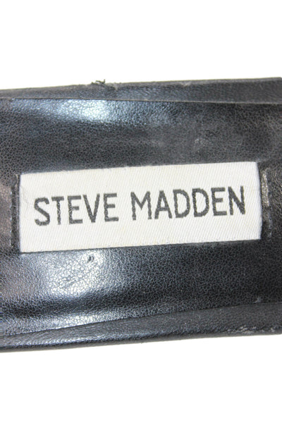 Steve Madden Womens Leather Cross Strapped Square Toe Mules Black Size 8.5