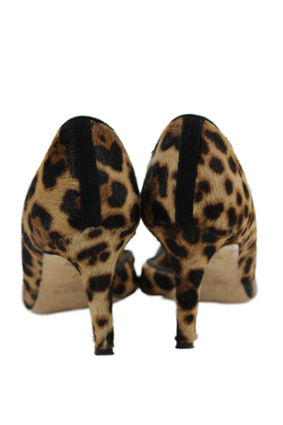 J Crew Suede Leather Cheetah Print Pump Heels Brown Size 7