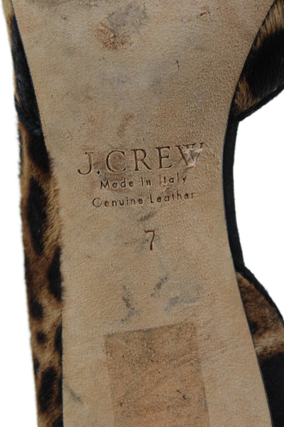 J Crew Suede Leather Cheetah Print Pump Heels Brown Size 7