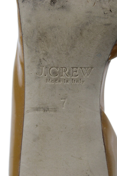 J Crew  Leather Pointed Toe Pump Heels Brown Size 7