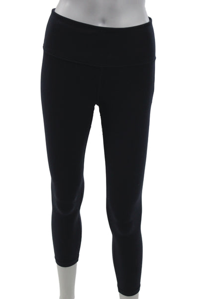 Athleta Women Black Capri Leggings 75% Nylon Pull On Size S
