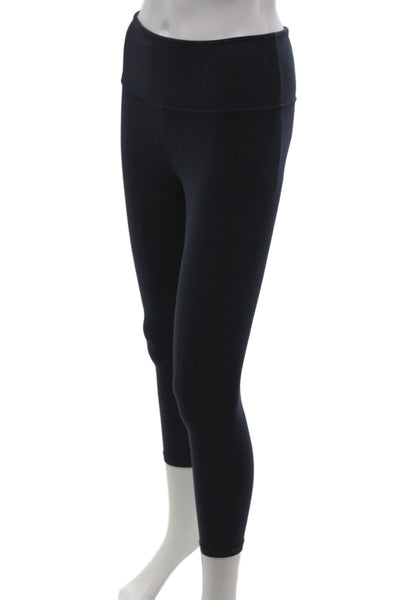 Athleta Women Black Capri Leggings 75% Nylon Pull On Size S