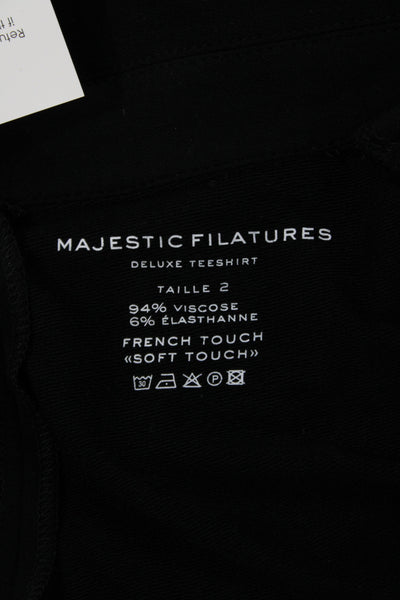 Majestic Filatures Womens Basic Jacket Black Viscose Button Size 2