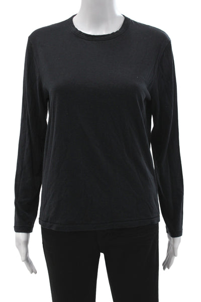 Majestic Filatures Womens Basic Black Crew Neck Long Sleeve T-Shirt Size 2