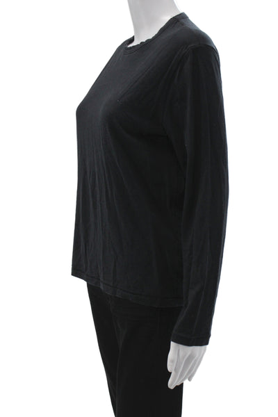 Majestic Filatures Womens Basic Black Crew Neck Long Sleeve T-Shirt Size 2
