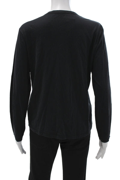 Majestic Filatures Womens Basic Black Crew Neck Long Sleeve T-Shirt Size 2