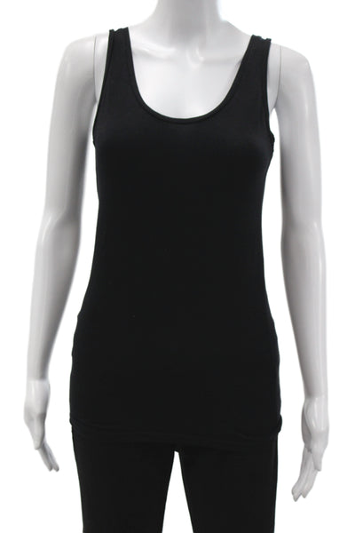 Majestic Filatures Womens Black Scoop Neck Sleeveless Basic Tank Viscose Size 1