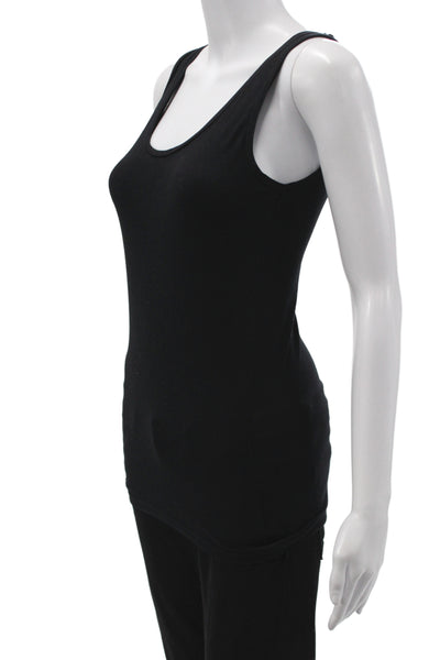 Majestic Filatures Womens Black Scoop Neck Sleeveless Basic Tank Viscose Size 1
